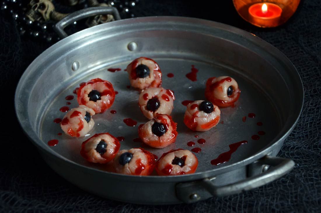 Yeux de zombie rose litchi pour Halloween {version Walking Dead