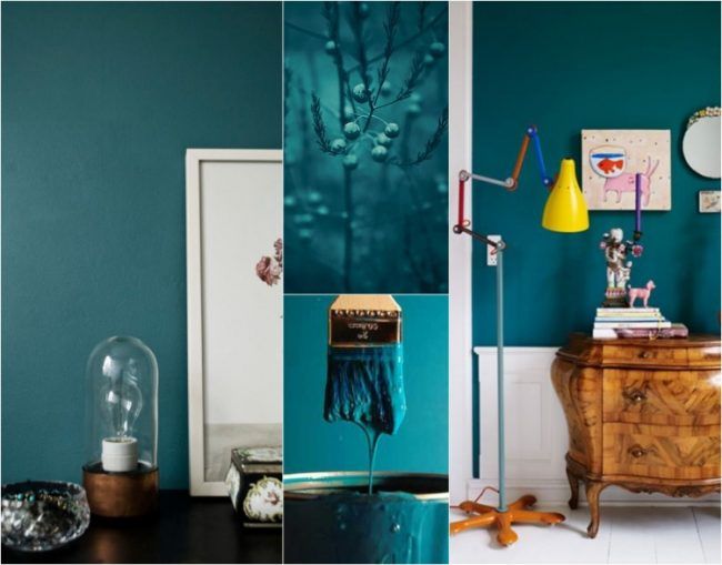 Petrol Grün Wandfarbe wandfarbe-petrol-gruen-wohnzimmer-weisse-akzente-holzmoebel | Couleurs