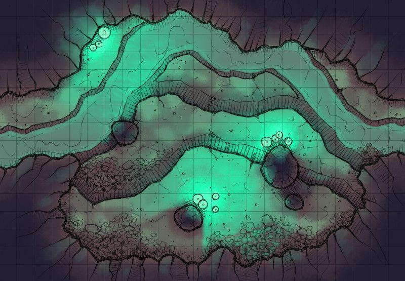 The Glowing Cavern, a battle map for D&D / Dungeons & Dragons, Path...