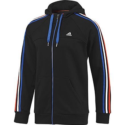 adidas 3 stripe full zip hoody mens