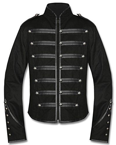 Men Gothic Military Jacket Band Steampunk Handmade Army Vintage Jacket 100/% Cott