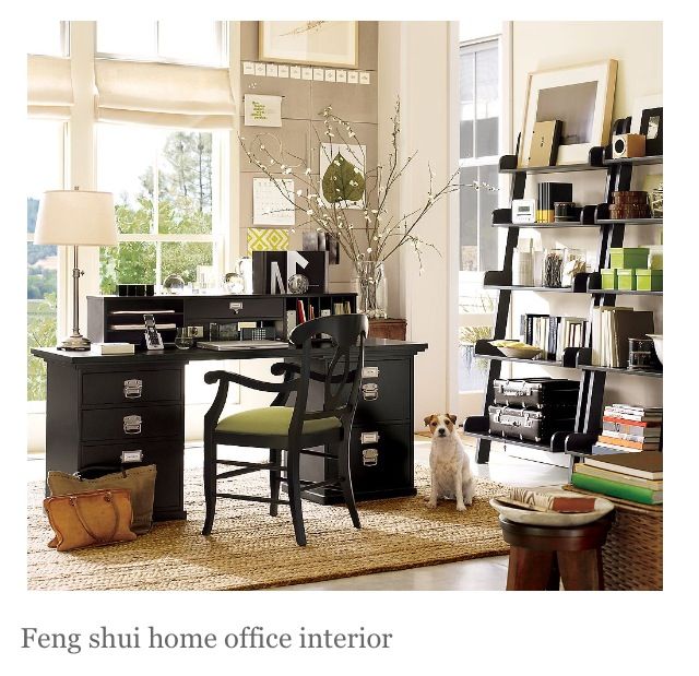 Desk in the middle of the room facing outside = good feng shui | Office Home Office With Desk In Middle Of Room