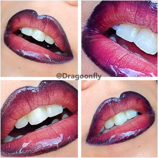 Purple Ombre Outline The Lips With Black Eyeliner Pen Take A