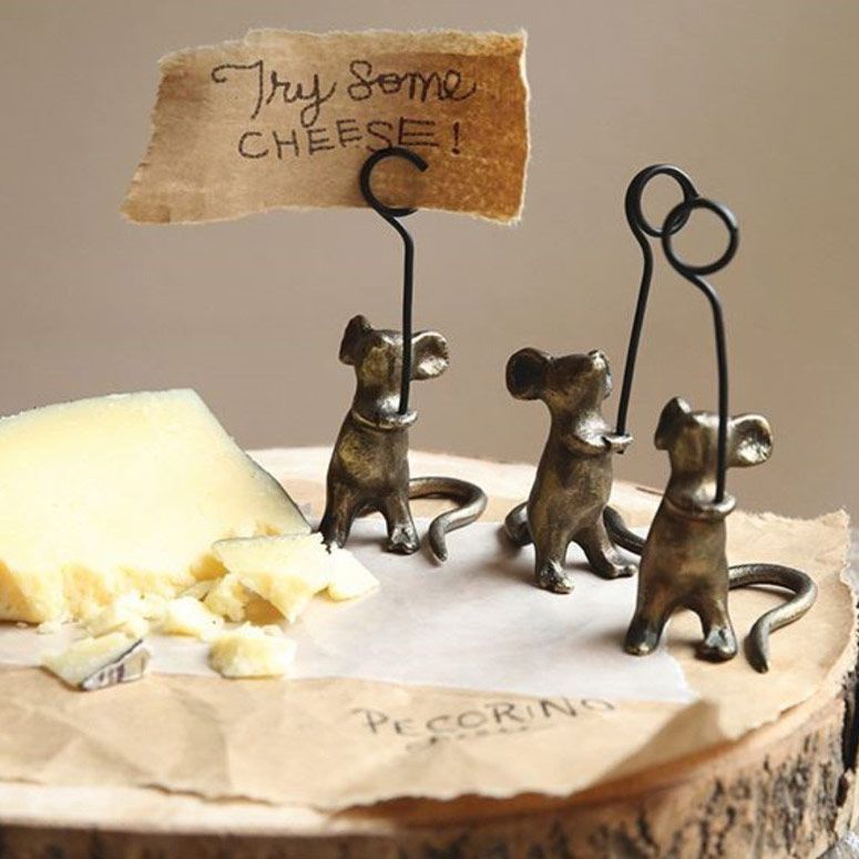 Cast Iron Mice Card Holders Place card holders, Tiny wooden hearts
