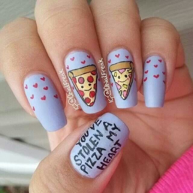 Pizza Nails Nail Art In 2019 Nail Art Valentine Nail Art Nail