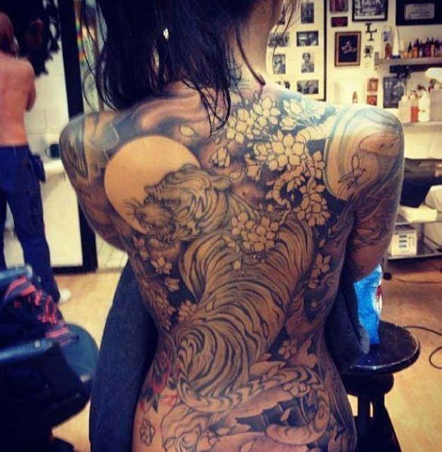 Tattoo Back Tiger At The Full Moon Ideas Tattoo Designs Back Tattoo Back Piece Tattoo Full Back Tattoos