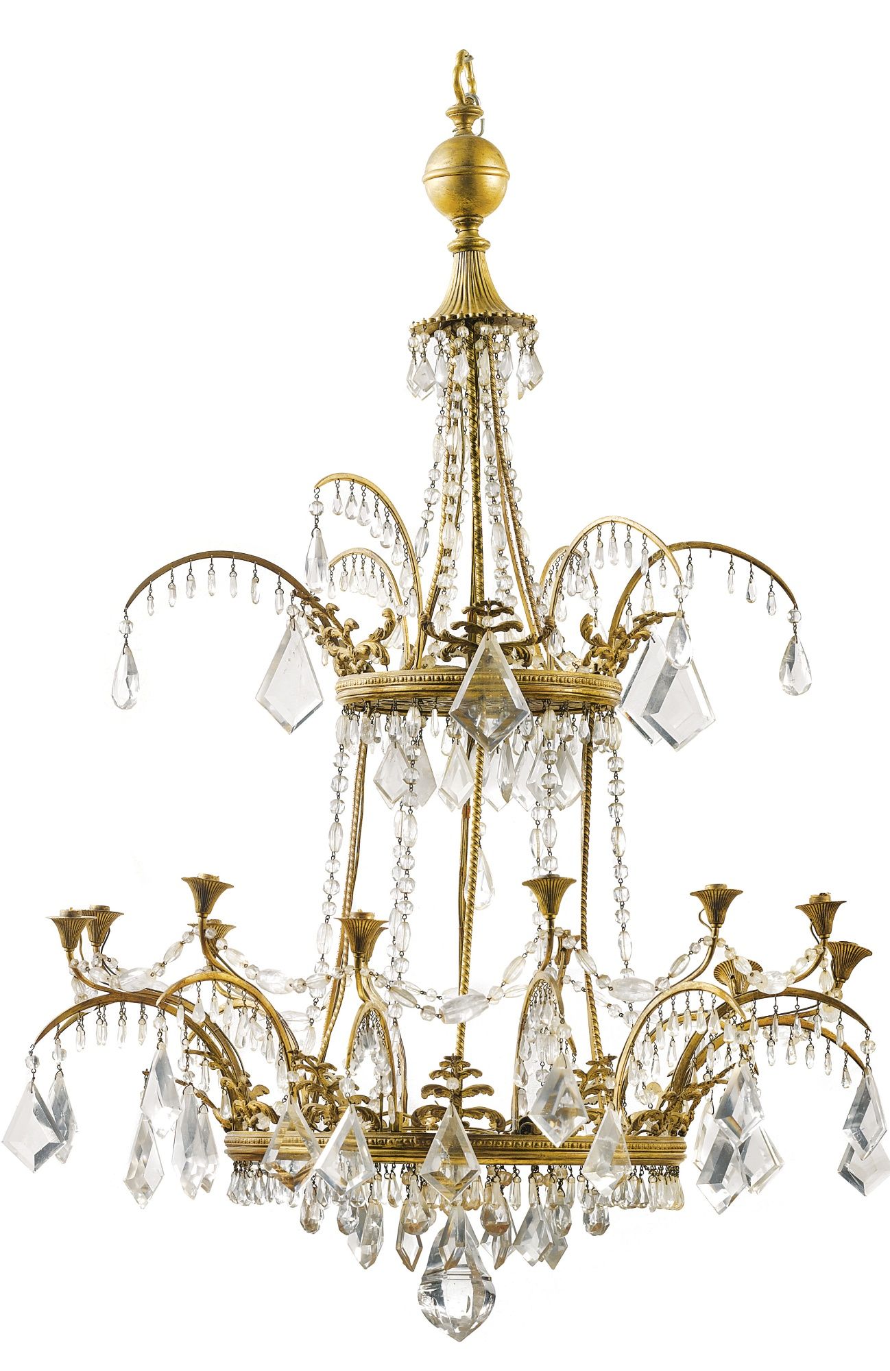 A Pair Of Gilt Bronze And Rock Crystal Chandeliers In Russian Crystal Chandeliers