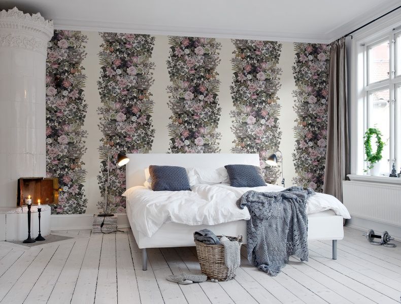 Bedroom Floral Wallpaper Uk Flowerbed, Vintage | Beige wallpaper, Bedroom vintage, Wallpaper bedroom