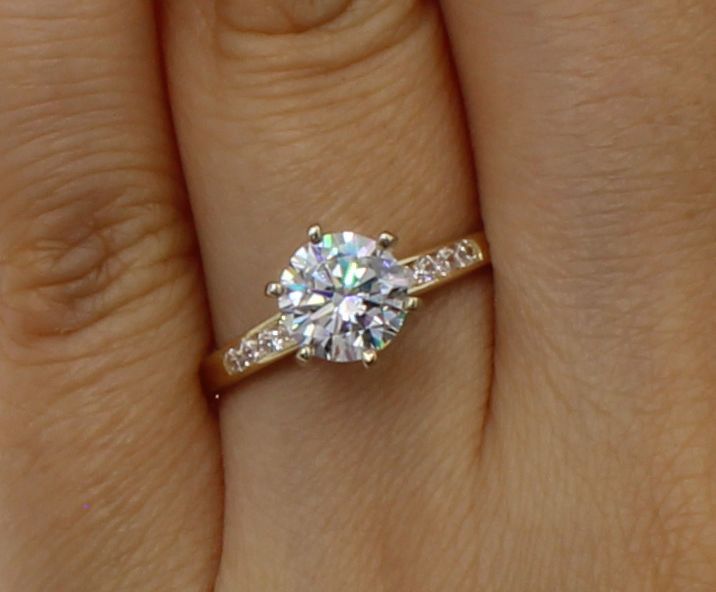 1.25 Ct 14K Yellow Gold Cathedral Round Engagement Wedding Propose Promise Ring 1.25 Ct 14K Yellow Gold Cathedral Round Engagement Wedding Propose Promise Ring