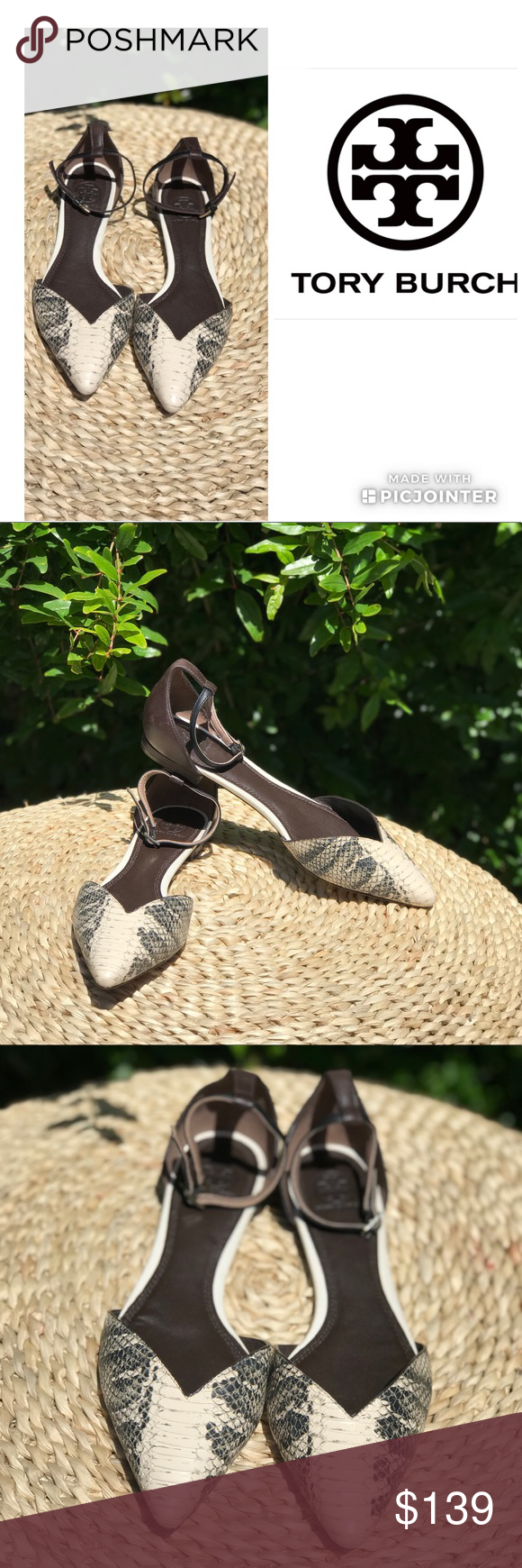 tory burch snake print flats