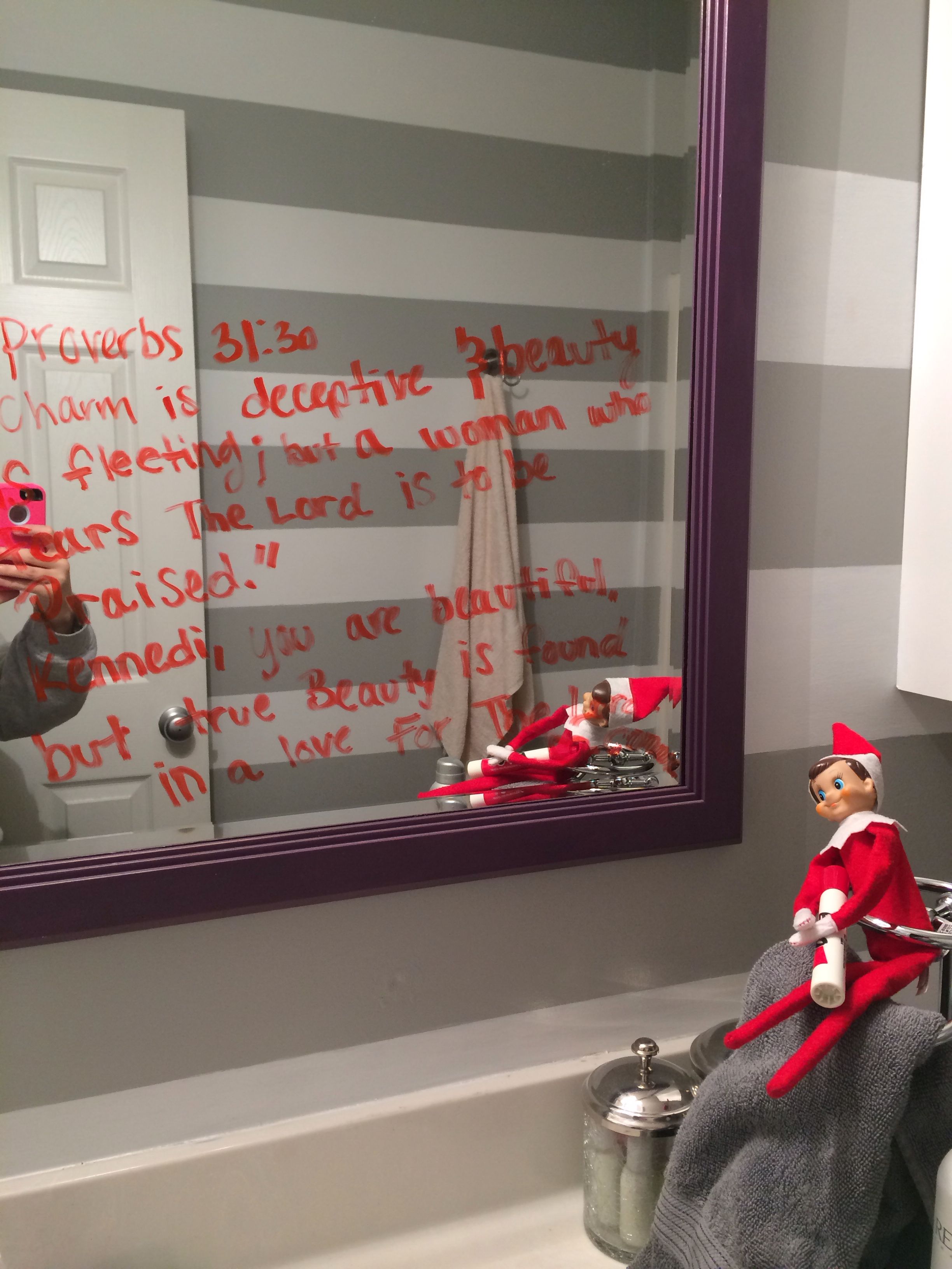 Christian elf on the shelf ideas, teaching Kennedi proverbs 31:30 ...