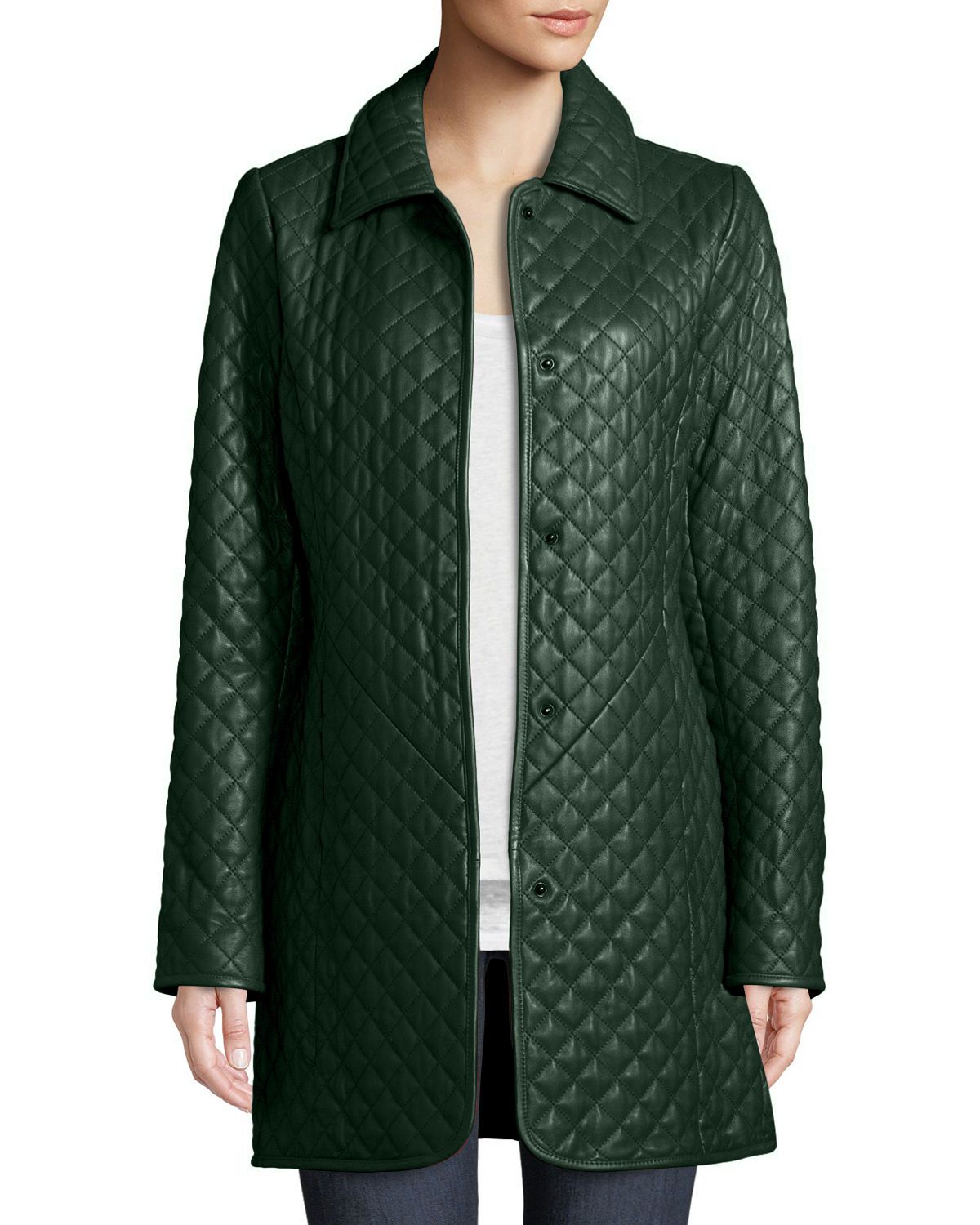 Neiman Marcus Leather trench coat, Leather jackets women, Stylish