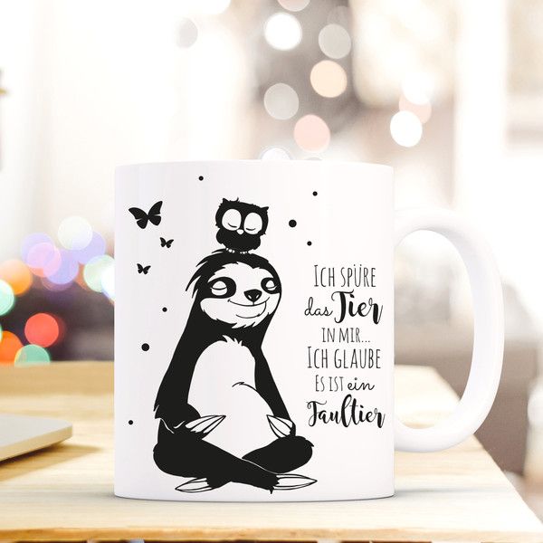 Wandgestaltung - Geschenk Kaffee Tasse Faultier Eule Spruch ts401 - ein Designer...