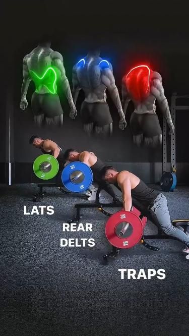 - **Barbell Incline Rows:** #reardelts #traps #barbell #incline #lats