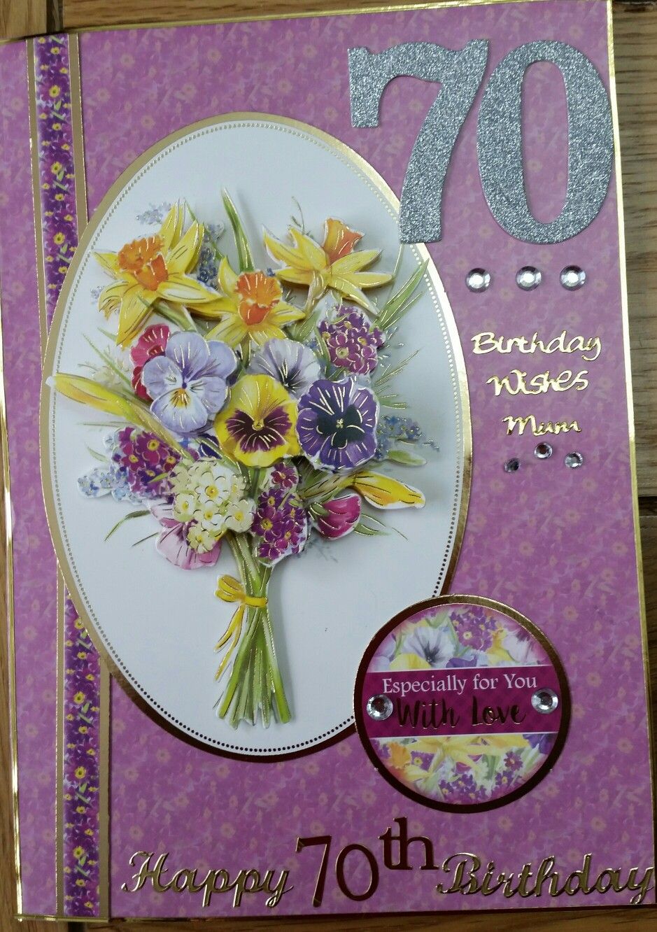 Special Card For A Mum S 70th Birthday Made Using A Variety Of Dies Including Tattered Lace Birthday Cards For Women 70th Birthday Card Birthday Cards For Mum