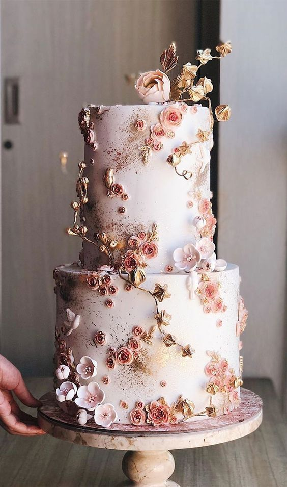 30 Best Floral Wedding Altars & Arches Decorating Ideas – Stylish Wedd Blog Elegant Birthday Cakes, Pretty Wedding Cakes, Wedding Cakes With Cupcakes, Wedding Cakes Vintage, Elegant Wedding Cakes, Wedding Cakes With Flowers, Wedding Cake Designs, Elegant Cakes, Flower Cakes