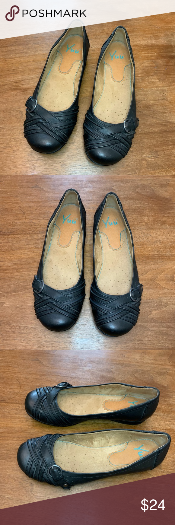 black flats with buckle