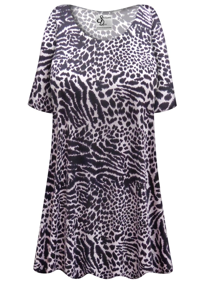 NEW Gray Animal Print Long Sleeve Plus Size T-Shirt 5x