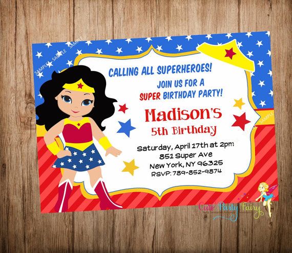 Wonder Woman Party Invitation By Cutepartyfairy Dc Wonder Woman Party Invitation By Cutepartyfairy Superhero Birthday 6th Parties