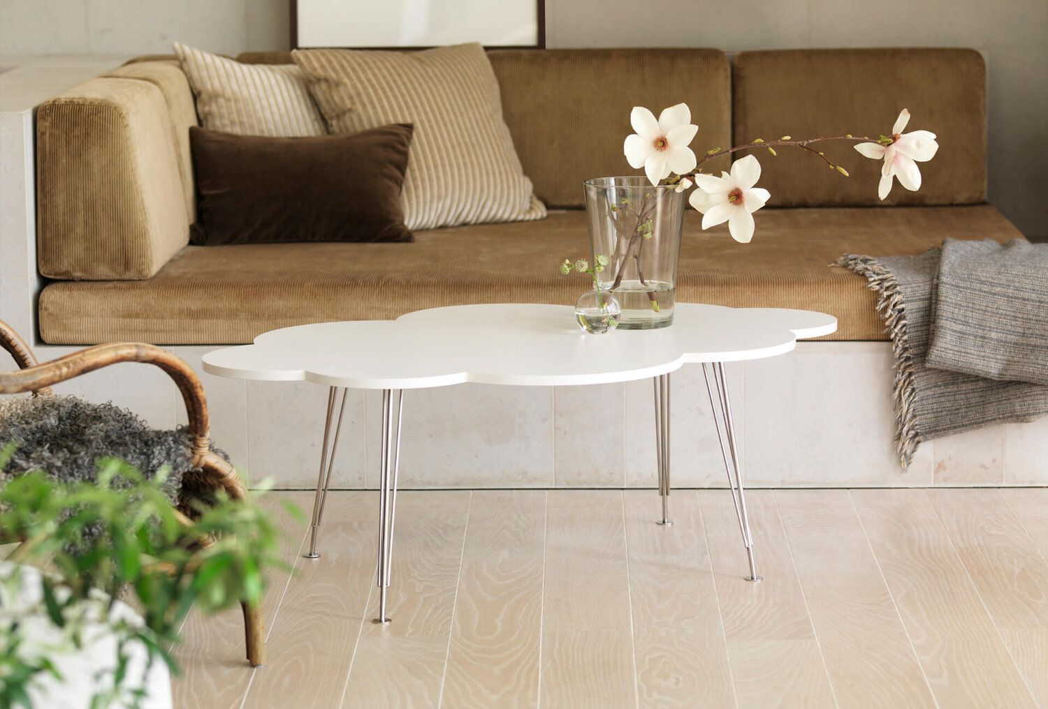 White Laminate, Carrara Marble, White Marble, Oak, Clouds, Living Room, Table, Furniture, Home Decor