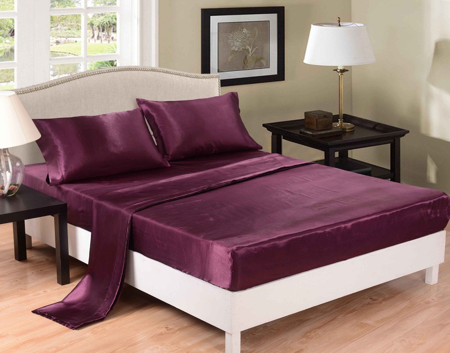 purple bed sheet set duvet cover set in full queen and king silk wrinkle free queen sheet set