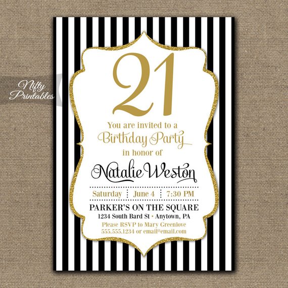 21st birthday invitations black