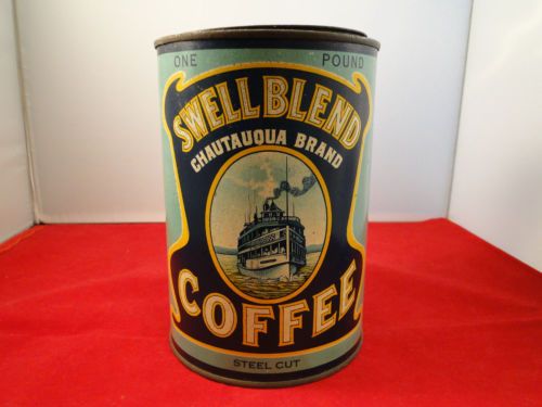 vtg swell blend chautauqua brand coffee tin w c co jamestown ny chautauqua works jamestown ny