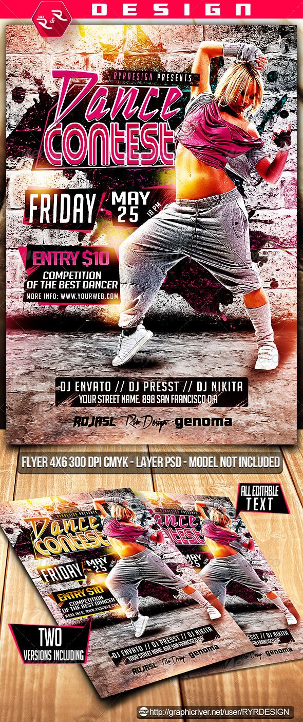 dance contest flyer template clubs parties events dance flyer