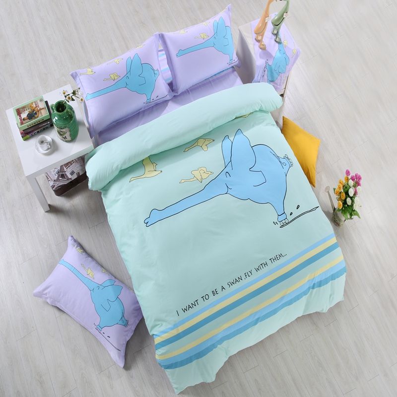 esydream purple color fly elephant kids twin size bed sheet 100 100 cotton algodon sheets