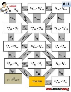 fraction maze subtraction fractions worksheets