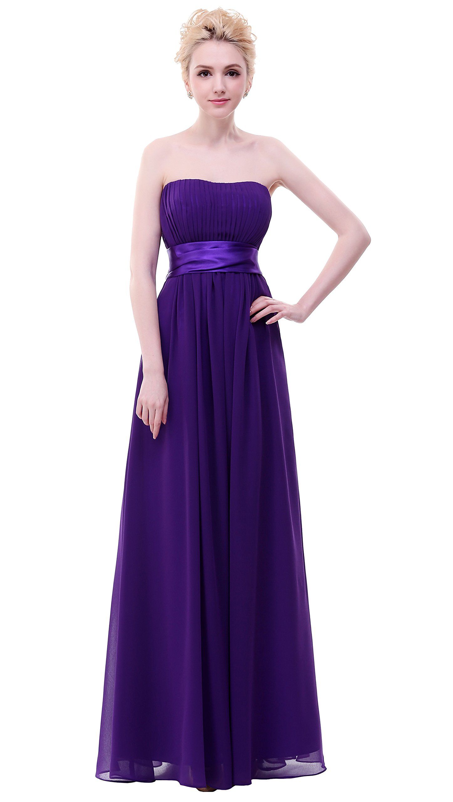 ANTS Womens Strapless Long Bridesmaid Dresses Chiffon Wedding Prom Gown ANTS Womens Strapless Long Bridesmaid Dresses Chiffon Wedding Prom Gown
