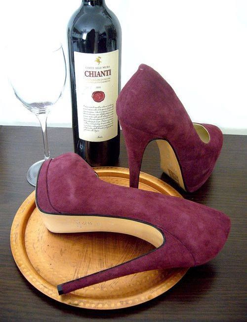 wine booties heels