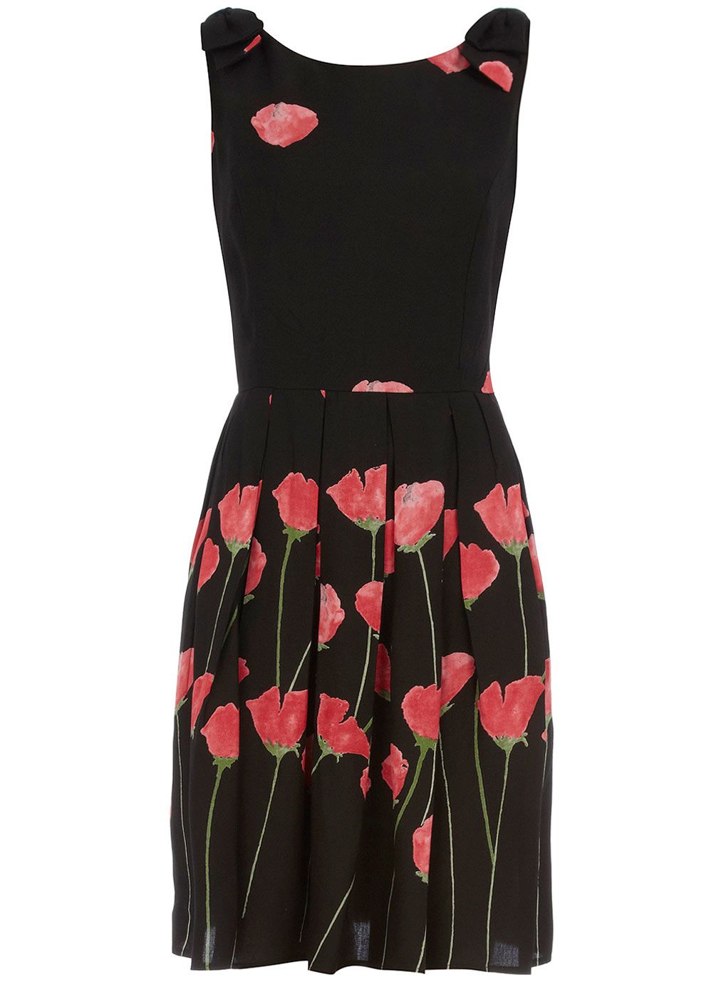 Black and red poppy dress High fashion street style