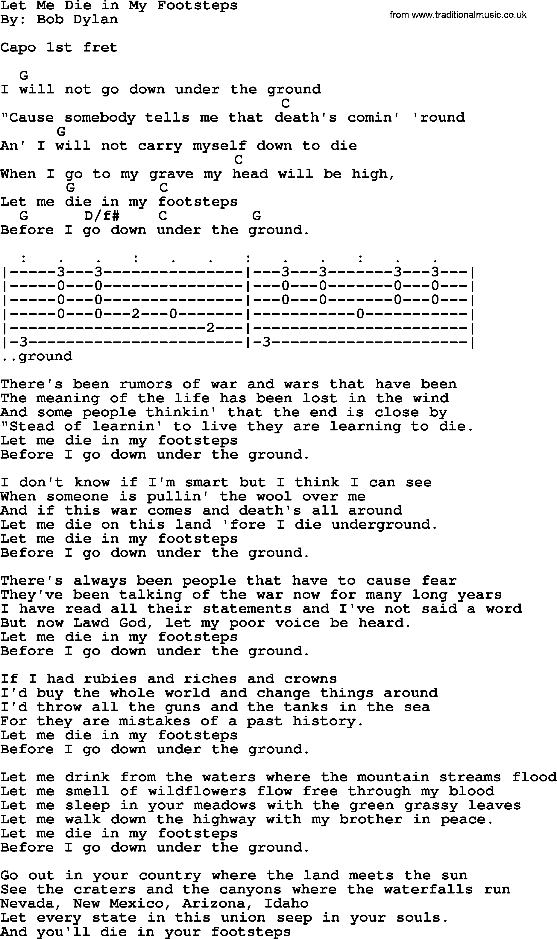 Bob Dylan Song Lyrics With Chords Let Me Die In My Footsteps Bob Dylan Songs Lyrics And Chords Let It Be Bob Dylan Song Lyrics With Chords Let Me Die In My Footsteps Bob Dylan Songs Lyrics And Chords Let It Be