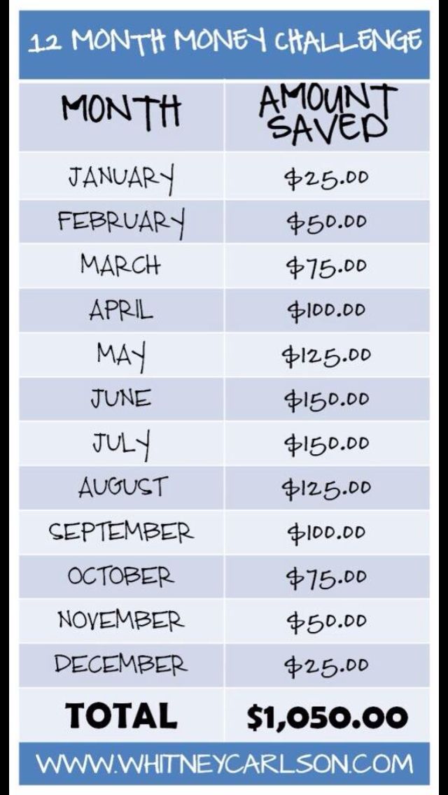 12 month money challenge save money pinterest savings