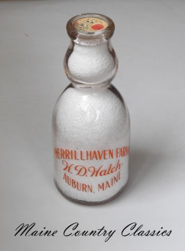 vintage me cream top pyro milk bottle merrill haven farm auburn