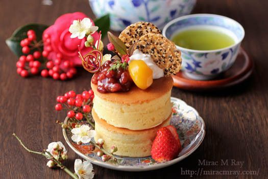 Japanese Style Extra Thick Pancakes 和風デコレーション厚焼きホットケーキ 食べ物のアイデア スイーツ ホットケーキ Japanese Style Extra Thick Pancakes 和風デコレーション厚焼きホットケーキ 食べ物のアイデア スイーツ ホットケーキ