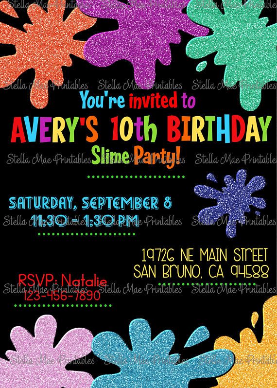 slime birthday party invitation art slime glitter free printable sleepover birthday invitations