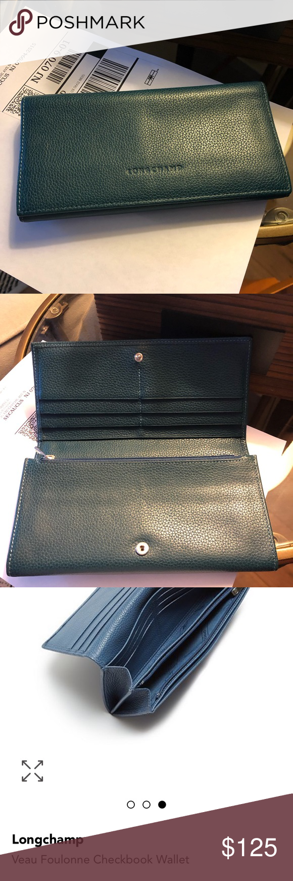 Mint Longchamp Teal Veau Foulonne 