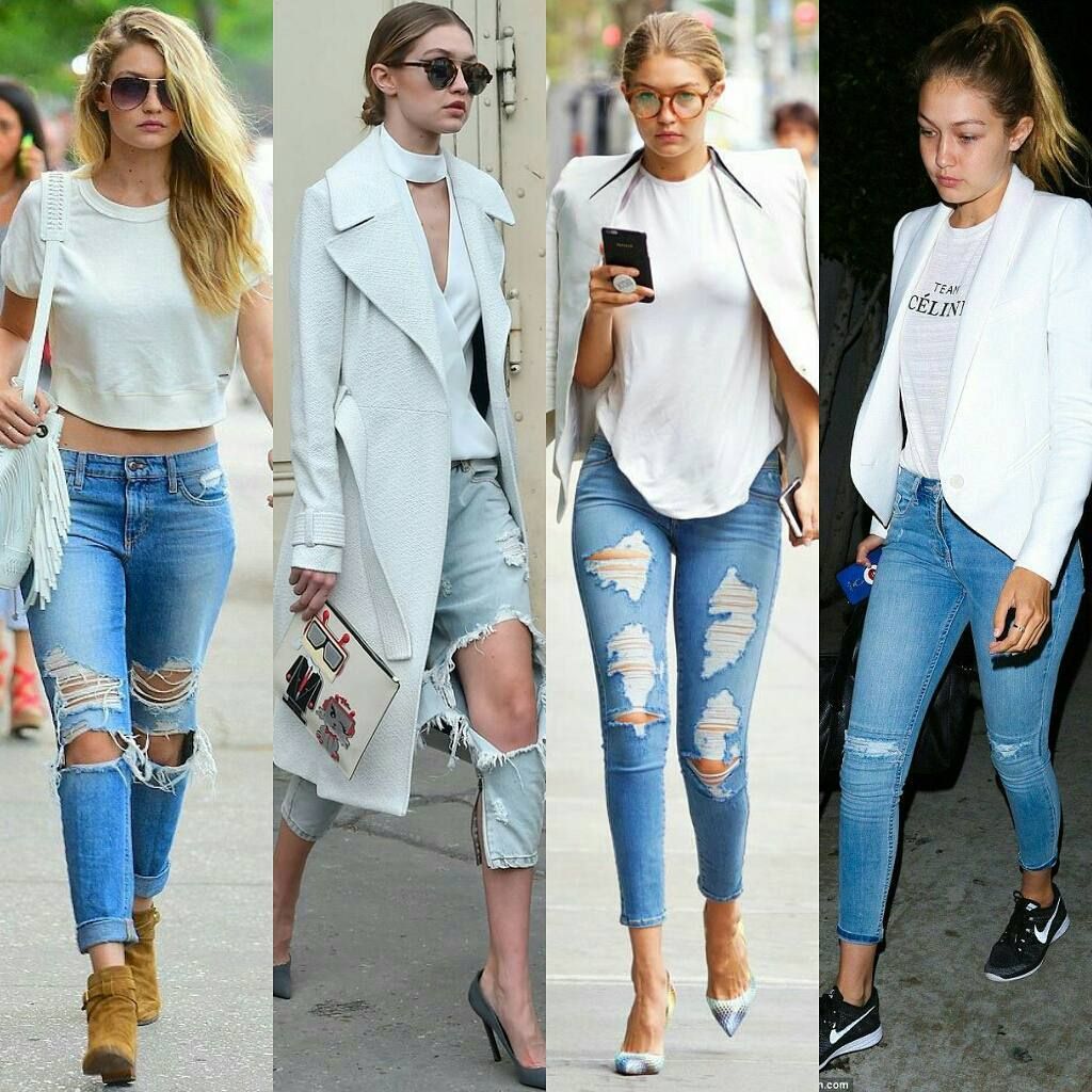 Gigi Hadid Tercih Ettigi Yirtik Kot Modelleri Fashion Capri Pants Pants
