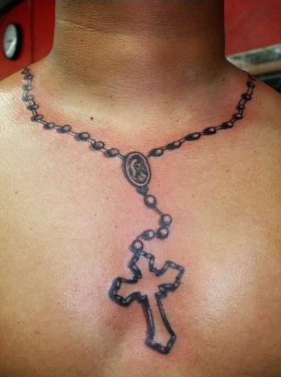 Rosary Chest Tattoo Tattoos For Guys Rosary Tattoo Chest Necklace Tattoo