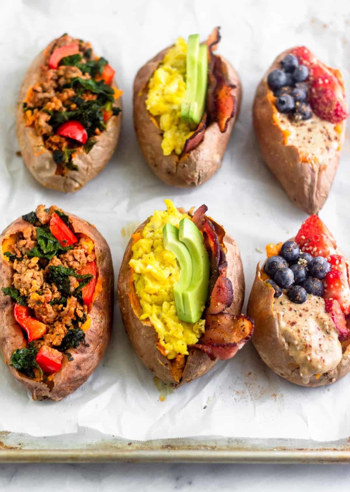 Whole30 Breakfast Stuffed Sweet Potatoes 3 Ways Recipe Whole30 Breakfast Stuffed Sweet Potatoes 3 Ways Recipe