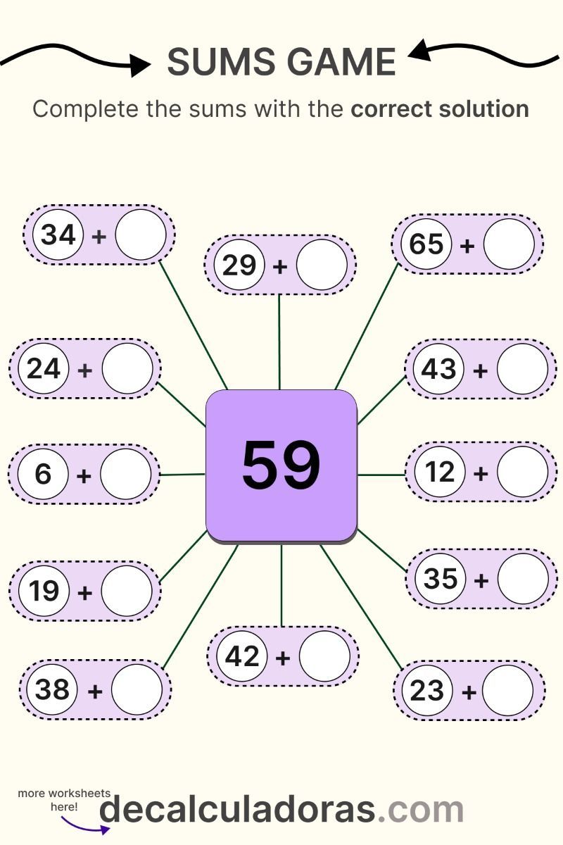 Math Worksheet: Sums Game