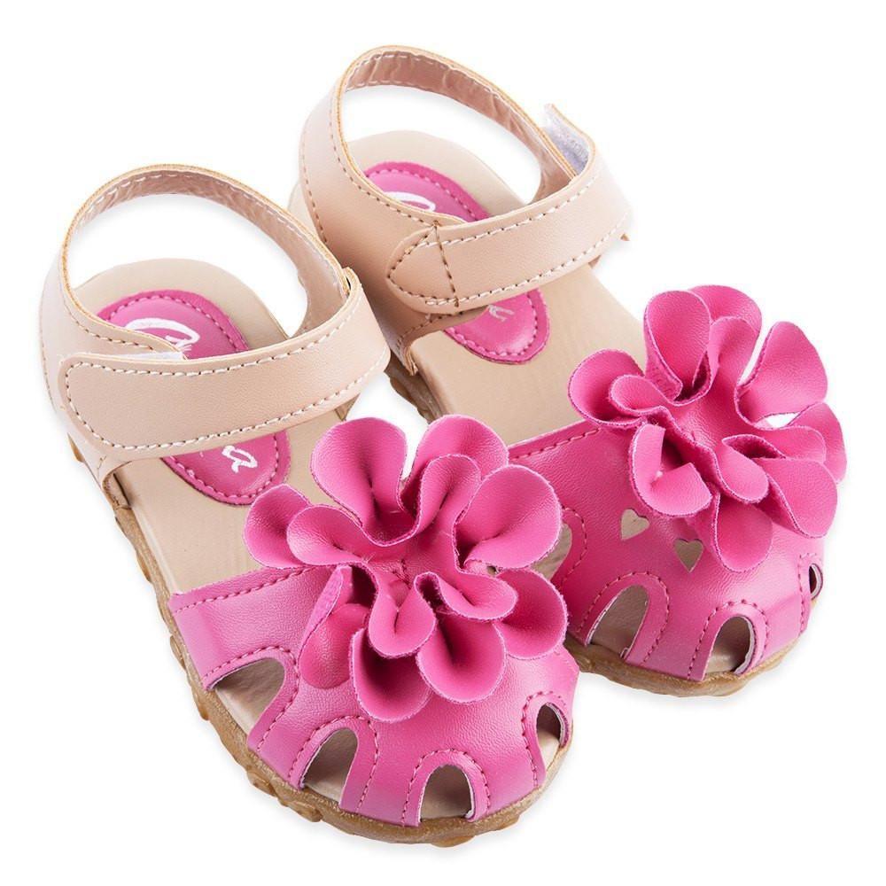 Girls Sandals Flower Shoes Kids Toddler Jelly Flat Shoes Soft Leather Children