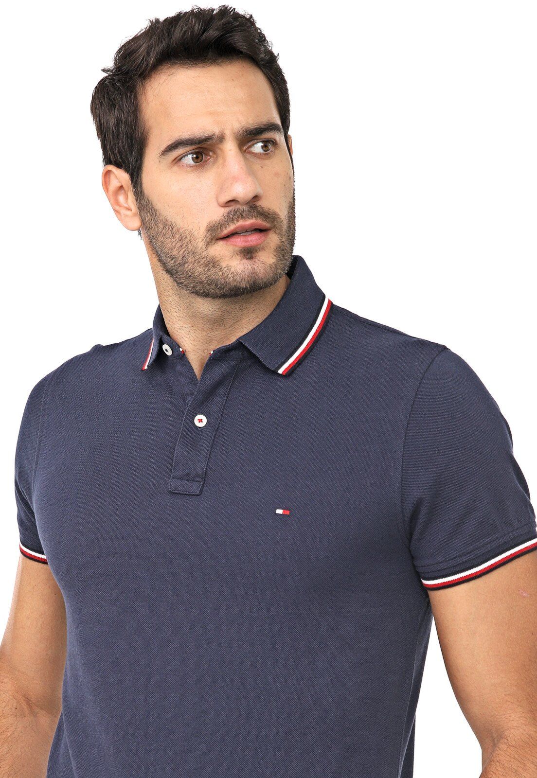 Camisa Polo Tommy Hilfiger Slim Frisos Azul-Marinho | Camisa polo tommy, Tommy hilfiger, Azul marinho
