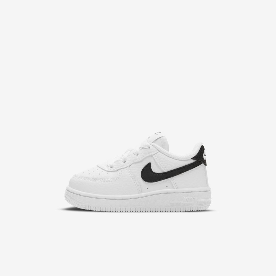 LEGENDARY COMFORT. Lace up little feet into the iconic Nike Force 1 for a classic look and feel. Soft cushioning helps keep little feet comfy for every growing step. Benefits Real leather is durable and gives it a classic look. Soft foam cushions little feet. Perforations in the upper provide breathability. Style: CZ1691; Color: White/Black; Size: 2C; Gender: Male; Age Group: Toddler | Nike Force 1 Baby/Toddler Shoes in White, Size: 2C | CZ1691-100 Baby Boy Shoes Nike, Toddler Nike Shoes, Cute Baby Shoes, Cute Nike Shoes, Toddler Nikes, Toddler Sneakers, Cute Nikes, Baby Sneakers, Girls Sneakers