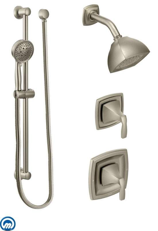 Pressure Balanced Shower System With Shower Head Diverter And Hand Shower From The Voss Collection Valves Included Shower Systems Shower Heads Hand Shower