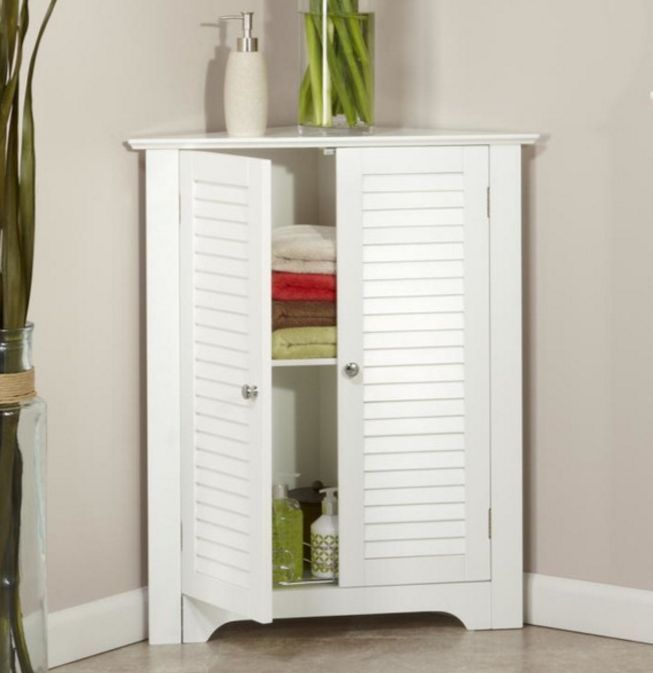 Bathroom Corner Cabinet Linen Storage Caddie White Wooden Floor Table Shelf Top Bathroom Corner Cabinet Corner Storage Corner Cabinet