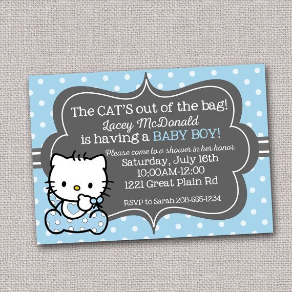 Cute Boy Invitation With Dear Daniel Hello Kitty Baby Shower