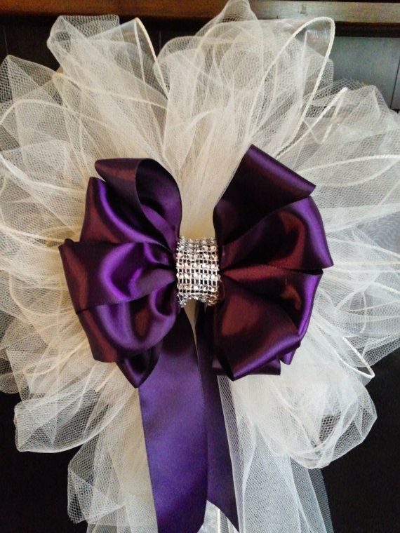 Wedding Pew Bows Any Color Satin And Tulle With Streamers Beautiful Satin And Tulle Bows With Streamers By Asprettydoes 12 95